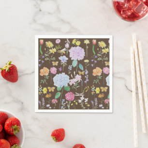 Tuinbloemen collectie olieverfschilderij servet