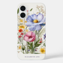 Tuinbloemen gepersonaliseerde naam iPhone 16 hoesje
