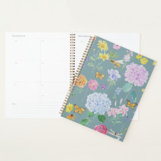 Tuinbloemen olieverfschilderij Effect turquoise Planner