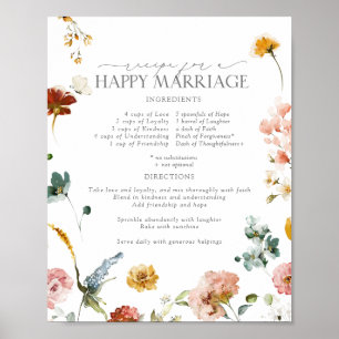 Tuinbloemen Recept voor een Gelukkig Huwelijk Post Poster