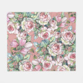 Tuinbloemen roos met in waterco geverfde tulpen fleece deken (Voorkant (Horizontaal))