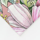 Tuinbloemen roos met in waterco geverfde tulpen fleece deken (Hoek)