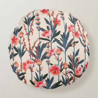 Tuinbloemen: tropische botanische Vintage Rond Kussen