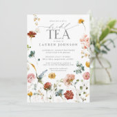  Tuinbloemen Waterverf Bruidsthee Kaart (Staand voorkant)