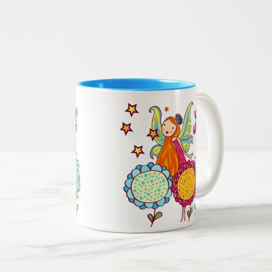 Tuinboer met bloemen tweekleurige koffiemok (Voorkant rechts)