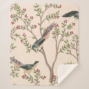  tuinboom, vogelbloem naadloos patroon sherpa deken