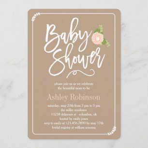 Tuinboor Baby shower Invitation Kraft Kaart