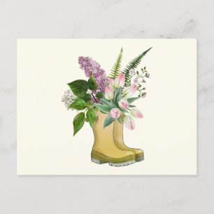 Tuinbots met Tulip en Lila bloemen Briefkaart
