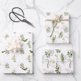 Tuinbouw met vogels, bijen en vlinders inpakpapier vel