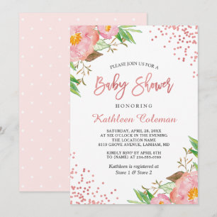 Tuinbouwroze Stippen Baby shower Kaart