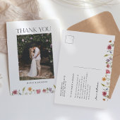 Tuinbruiloft met wilde bloemen foto dank je briefkaart