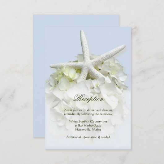 Tuinbruiloftsontvangstkaart aan de kust informatiekaartje (Voorkant / Achterkant)