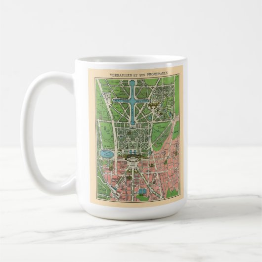 Tuinen van Versailles, herstelde Vintage 1920 Koffiemok (Links)