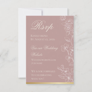 Tuinfeest Mauve en Goud RSVP Kaart