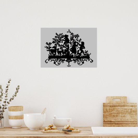 Tuinfeest met kinderen dansen poster (Keuken)