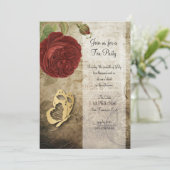 Tuinfeest met rode rozen | Uitnodiging (Staand voorkant)