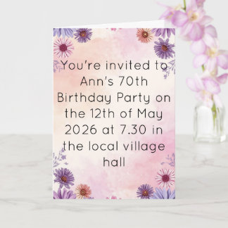 Tuinfeest met Thee en Bloemen voor 70ste Verjaarda Kaart