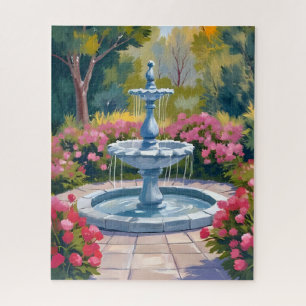 Tuinfontein bloemenschildering legpuzzel