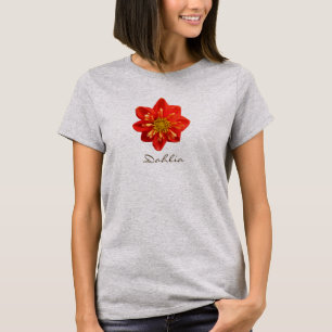 Tuinfoto Oranje Dahlia Flower Text T-shirt