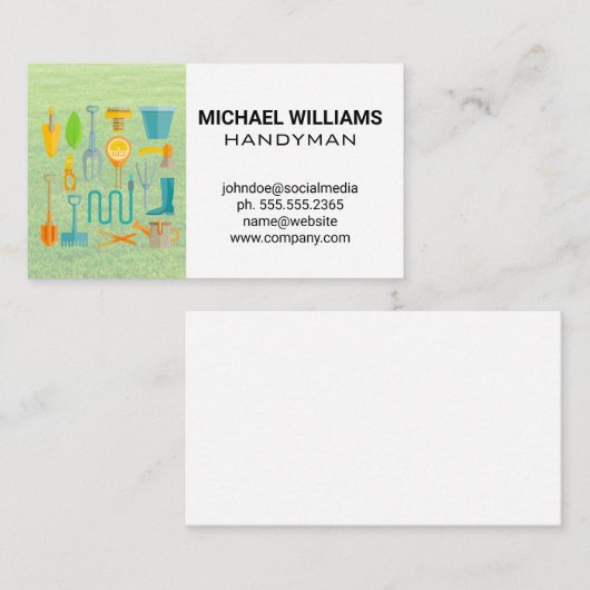 Tuingereedschap Gras Visitekaartje (Voorkant / Achterkant)