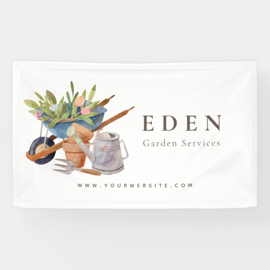 Tuingereedschap Waterverf Tuinbedrijf Spandoek (Horizontaal)