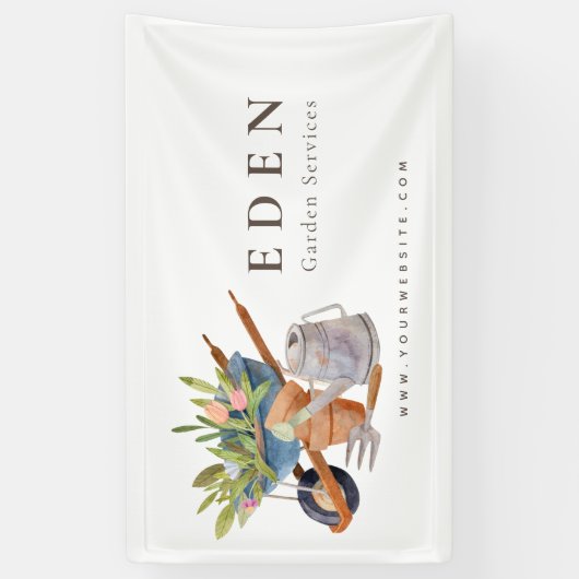 Tuingereedschap Waterverf Tuinbedrijf Spandoek (Verticaal)