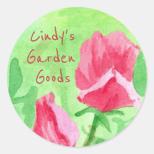 Tuingoederen Roze Zoete Erwten Ronde Sticker