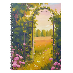 Tuinhek Roze Bloemen Botanische Aquarel Notitieboek