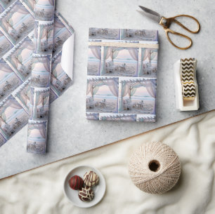 Tuinhuis aan zee met doorzichtige gordijnen cadeaupapier