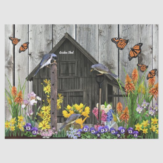 tuinhuisje bloemen tissuepapier (Voorkant)