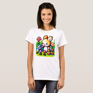 Tuinieren Bunny - Schattigee Pixel Art Natuur Desi T-shirt