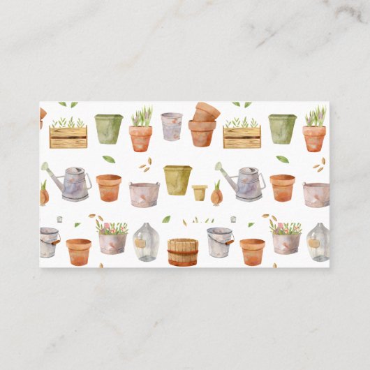 Tuinieren Gereedschap Waterverf Wit Visitekaartje (Achterkant)
