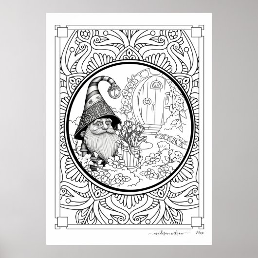 Tuinieren Gnome volwassen kleuring Poster (Voorkant)