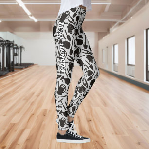 Tuinieren Iconen Silhouetten Patroon Leggings