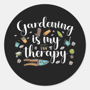 Tuinieren is mijn therapie Funny Tuinier Planten Ronde Sticker