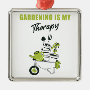 Tuinieren is mijn therapie Grappig Schattige Tuini Metalen Ornament