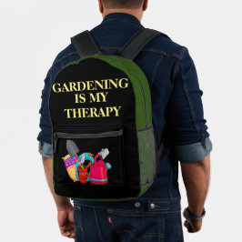 Tuinieren is mijn therapie tuingereedschap bedrukte rugzak