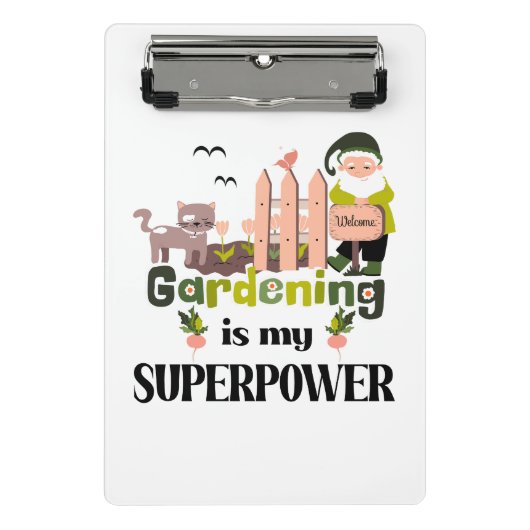 Tuinieren Superpower, Schattigee tuinman Mini Klembord (Voorkant)