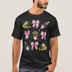 Tuinieren Tuinman Plant Meisje Coquette Strik Roze T-shirt