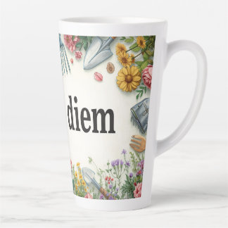Tuiniermok "Carpe Diem" voor tuinfanaten Latte Mok
