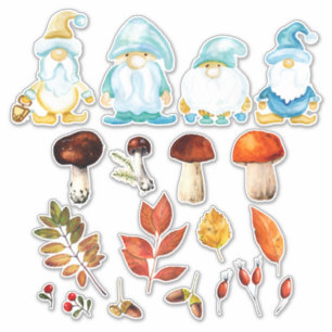 Tuinkabouter Herfst Bosbladeren Paddenstoel Accent Sticker