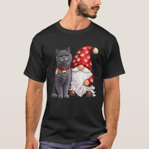 Tuinkabouter met schattige Britse Kortharige Kat M T-shirt
