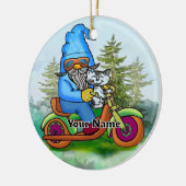 Tuinkabouter op motor keramisch ornament (Links)
