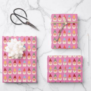 Tuinkabouters Roze Achtergrond Inpakpapier Vel