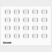 tuinkam | Wit Blauw Bruiloft Monogram Datum Ronde Sticker (Vel)