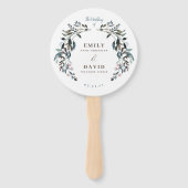 tuinkam | Wit Blauw Huwelijksfeestprogramma Handwaaier (Voorkant)