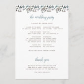 tuinkam | Witte Blauwe Bloemen Huwelijksceremonie Programma (Achterkant)