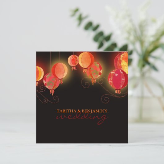 Tuinlichten Papieren Lantaarns Huwelijksuitnodigin Kaart (Staand voorkant)