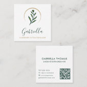 Tuinman Aangepaste Bloemen Logo QR Code Vierkante Visitekaartje (Voorkant / Achterkant)