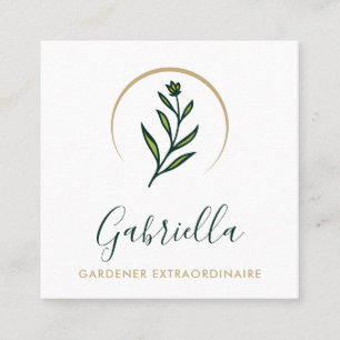 Tuinman Aangepaste Bloemen Logo QR Code Vierkante Visitekaartje